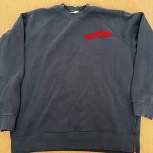 Clare V Navy Crewneck with Red Fish Detail